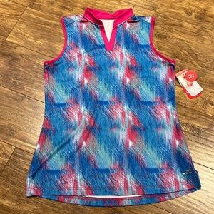 bcg women’s tennis sleeveless pink yarrow static printed ta…